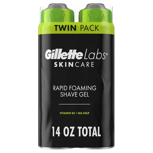 Vista 11 de Gillette Labs - Gel de afeitar espumoso rápido para hombres, sin alcohol, tinte y parabenos con vitamina B3 y algas marinas, refresca y calma
