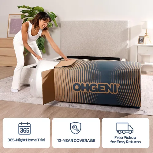 Vista 10 de OhGeni - Colchón de 10 pulgadas tamaño matrimonial, espuma viscoelástica con gel de enfriamiento en una caja, superficie de tacto fresco, soporte