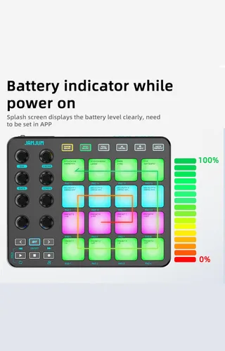 Vista 9 de Controlador inalámbrico MIDI Pads, USB portátil Bluetooth con 16 tambor Negro