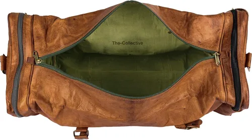 Vista 7 de The-Collective - Bolsas de lona grandes de 24 pulgadas para hombres y mujeres, de cuero, viajes, de noche, gimnasio, deportes, fin de semana, bolsa