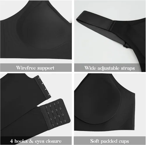 Vista 4 de WANAFREE Wireless Bras Seamless Bralettes for Women Full Coverage Padded Smooth Bra
