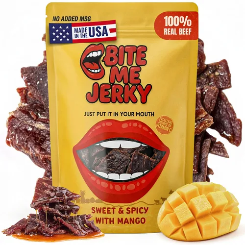 Vista 10 de Tender Beef Jerky Snacks Pack con fruta real, teriyaki y piña, 4 onzas