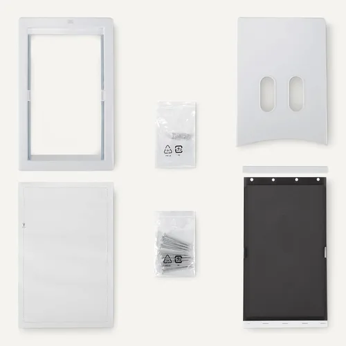 Vista 4 de Amazon Basics Puerta de plástico ajustable para perros y gatos con fácil instalación, grande, 20.00 x 13.31 x 4.45 pulgadas, blanco y gris