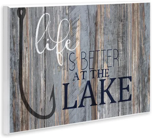 Vista 2 de Stupell Industries 'Life's Better at Lake Phrase' Placa de pared artística
