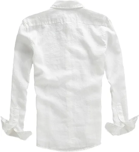 Vista 2 de Youhan Camisa de lino ajustada de manga larga para hombre