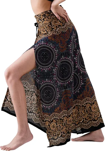 Vista 5 de B BANGKOK PANTS Pantalones estilo bohemio palazzo para mujer, pierna ancha, para yoga, con lazo en la cintura
