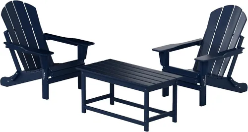 Vista 23 de WO Home Furniture - Juego de 3 sillas plegables para exteriores, mesa auxiliar, resistente a la intemperie y a los rayos UV, para césped, jardín