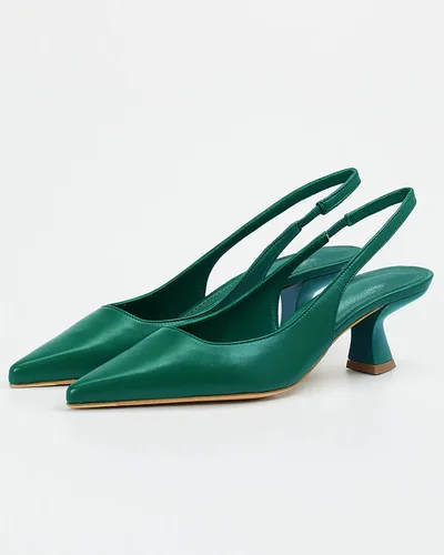Vista 4 de gihubafuil Zapatos de tacón bajo para mujer, zapatos de tacón cerrado, puntiagudos, zapatos de vestir casuales con espalda descubierta