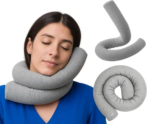 Vista 11 de Dot&Dot Almohada de viaje de espuma viscoelástica para aviones - Almohada de viaje para dormir - Almohada de avión para soporte de cuello, barbilla