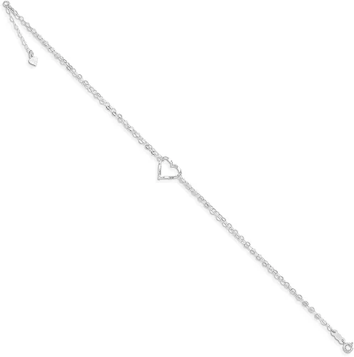 Vista 2 de Icecarats Joyas De Diseño 14K oro blanco doble Strand Corazón Tobillera En 9inch