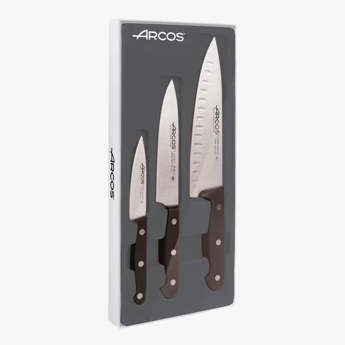 Vista 3 de ARCOS Juego de cuchillos de 3 piezas en acero inoxidable. 2 cuchillos de chef y 1 cuchillo de pelar. Cuchillos de cocina profesionales con mango