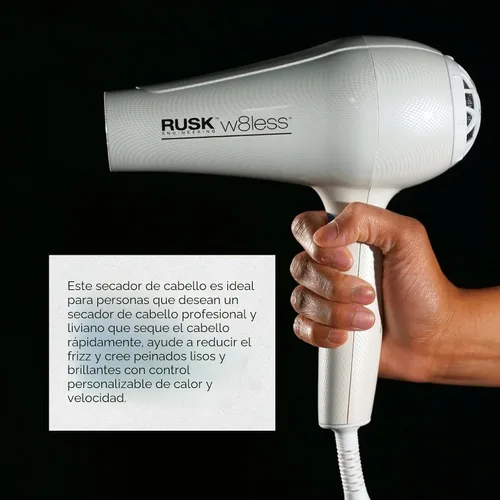 Vista 5 de RUSK Engineering W8less - Secador profesional de 2000 W, 7 ajustes de velocidad, peso ligero.
