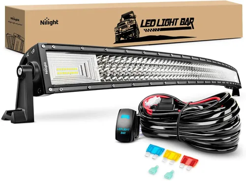Vista 2 de Nilight ZH408 52 pulgadas 783W curva triple fila de inundación Spot Combo Beam Led Bar 78000LM luces de conducción y 2 piezas 52 pulgadas soporte
