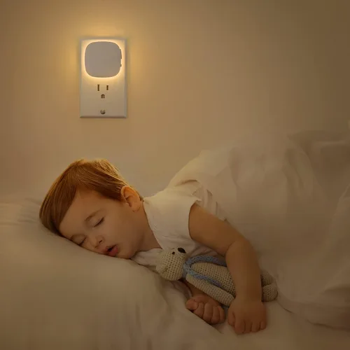 Vista 7 de AUVON - Luz nocturna LED enchufable con retroiluminación y sensor de movimiento y sensor de atardecer a amanecer, luz nocturna regulable de luz