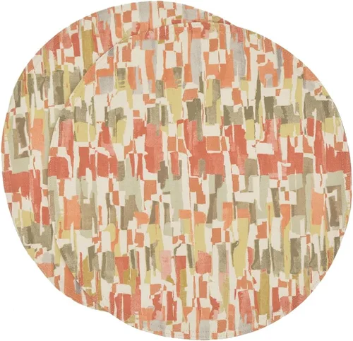 Vista 8 de Britto Garden Party - Juego de dos manteles individuales en forma de cuña con estampado naranja