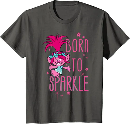 Vista 46 de DreamWorks Trolls Camiseta Born to Sparkle Negro