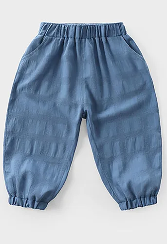 Vista 2 de Pantalones de algodón y lino para niños pequeños, pantalones deportivos a rayas con cintura elástica, pantalones básicos de harén