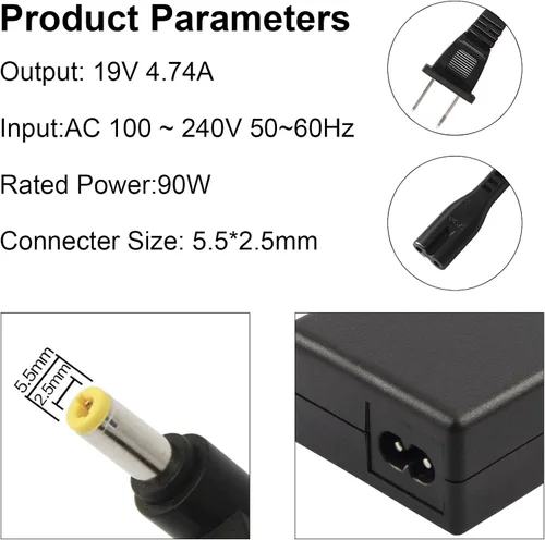Vista 6 de Adaptador de CA de 90 W Cargador para portátil Toshiba Satellite L305 L305D L455 L505 L505D L635 L645 L655 L655D L745 L755 L775 L855 L875 A105 A135