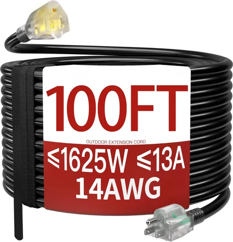 Vista 84 de Cable de extensión corto de 16/3 de 1 pie, cable de extensión negro flexible y duradero, cable de alimentación de 3 clavijas para interiores