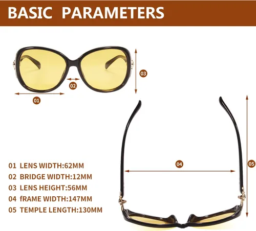 Vista 5 de Loovit Gafas de sol polarizadas HD para mujer con visión nocturna elegantes gafas de conducción nocturna antirreflejos