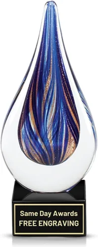 Vista 24 de Premio de Vidrio Artístico Soplado a Mano – Premio Elegante con Grabado Personalizado para Corporativo, Deportes, Jubilación, Reconocimiento