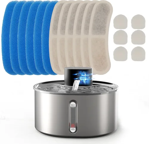 Vista 4 de Anfitrión inteligente para fuente de agua para gatos sin bomba, acero inoxidable, reemplazo ultra silencioso, bajo voltaje DC 5V