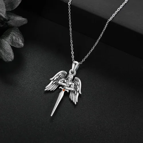 Vista 4 de EXRANQO AnkhEye of HorusSt MichaelPeace Sign Necklace 925 Sterling Silver Egyptian Protection Necklace Jewelry Gifts for Women Men