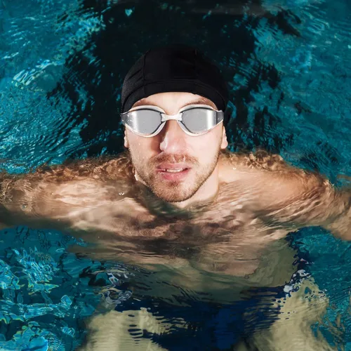Vista 6 de Gafas de natación polarizadas, antiniebla, anti rayos UV, gafas de piscina de visión amplia unisex para adultos, sin fugas, gafas de natación