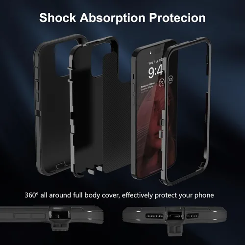 Vista 7 de Sansunto Funda para iPhone 13 Pro Max Case y 12 Pro Max Case, Protección de Cuerpo Completo Resistente Heavy Duty a Prueba de Golpes Grado Militar 3