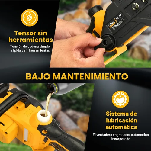 Vista 5 de Motosierra eléctrica inalámbrica de 12 pulgadas, motosierra de 20V alimentada por batería inalámbrica, motosierra con 2 baterías de iones de litio