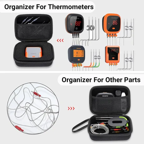 Vista 4 de INKBIRD Funda de transporte de 6.7 x 4.7 x 3 pulgadas para termómetro de parrilla IBT-4XS, IBBQ-4T, IBT-4XC, IBT-4XP - Disco duro protector