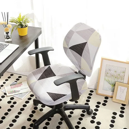 Vista 8 de LINGXIYA Funda de asiento elástica dividida, fundas para silla de computadora de oficina, funda de silla giratoria impresa, fundas protectoras B