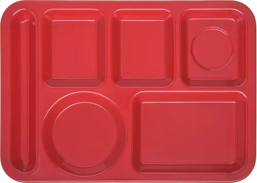 Vista 2 de Carlisle FoodService Products Bandeja de plástico para comida zurda, bandeja pesada para almuerzo con 6 compartimentos para escuelas, cafeterías