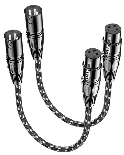 Vista 25 de Cable corto XLR, cable de micrófono de 1 pie, paquete de 2 unidades, toda la longitud de 6 pulgadas a 100 pies, cable de micrófono equilibrado