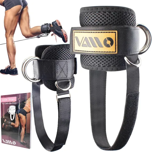 Vista 7 de VAIIO Correas para tobillo para máquinas de cable, neopreno de calce cómodo ajustable, refuerzo con doble anillo en D - Tobilleras prémium