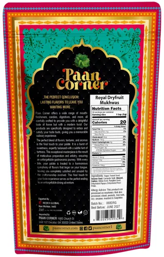 Vista 2 de Paan Corner Royal Dry Fruit Mukhwas, ambientador bucal tradicional indio con nueces y semillas, 4.23 onzas