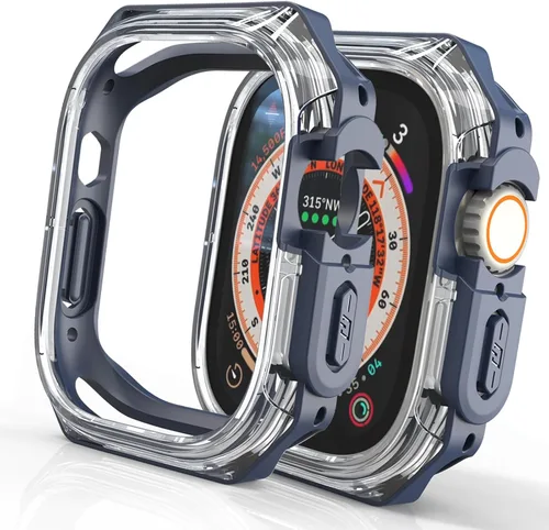 Vista 7 de Funda Armor de 1.732 pulgadas para Apple Watch Ultra 3/2/1 de 1.732 pulgadas, parachoques mate suave + bisel transparente duro, funda protectora