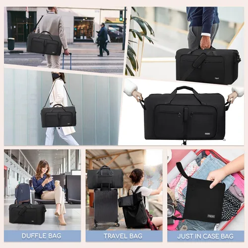Vista 2 de Fmeida Bolsa de lona 65L, 65L-Negro, Bolsa de lona con compartimento para zapatos