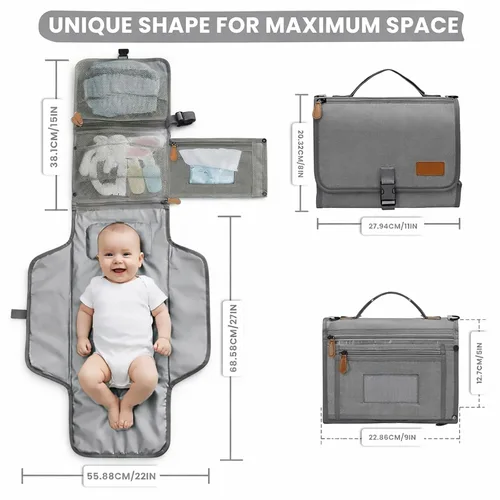 Vista 7 de UBRAVOO Portable Diaper Changing Pad - Baby Diaper Changer Travel Bag with Wipes Pocket, Smart Design Portable Changing Mat, Infant Travel Station