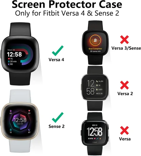 Vista 2 de Tobfit Funda protectora de pantalla para Fitbit Sense 2 / Fitbit Versa 4, TPU chapado en suave alrededor de la cubierta protectora sensible al tacto