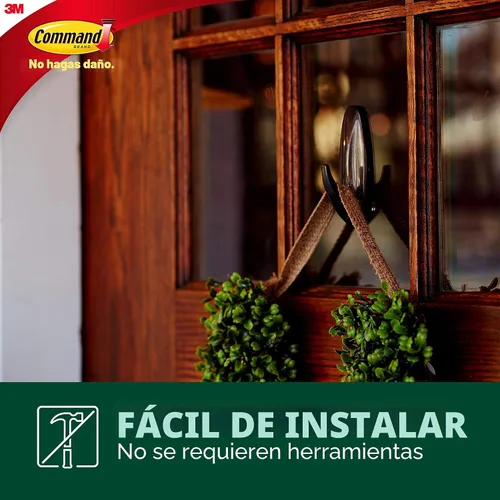 Vista 4 de Command Ganchos de bronce metálico para exteriores, 3 ganchos, 4 tiras Outdoor Hooks For Damage Free Hanging, Hang Wreaths, Signs, Thermometers