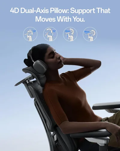 Vista 6 de Hbada X7 Silla ergonómica inteligente, silla de oficina ergonómica, seguimiento lumbar totalmente automatizado, reposacabezas ajustable 4D