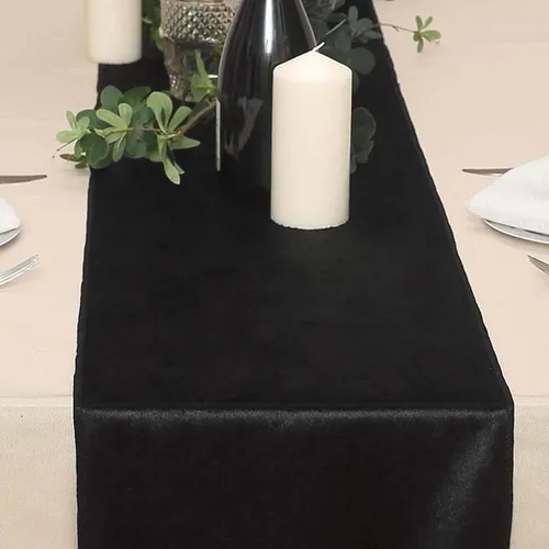 Vista 2 de Efavormart - Camino de mesa de terciopelo negro de alta calidad de 12 x 107 pulgadas para decoración de bodas y fiestas