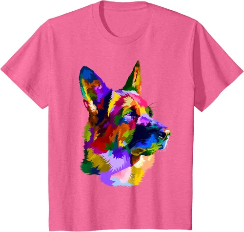 Vista 42 de Camiseta con retrato de pastor alemán para dueños de perros, Negro, S