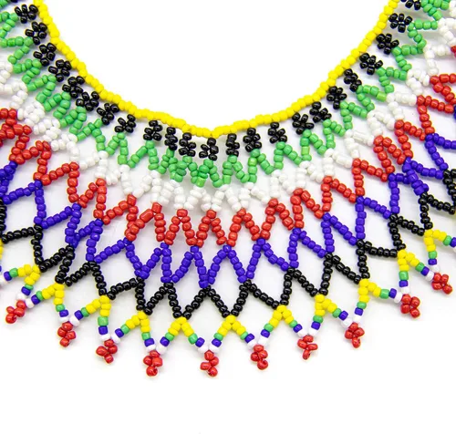 Vista 4 de AUEAR, Collar de babero con cuentas coloridas, collar masai, collar sudafricano, collar africano para mujeres y niñas, el mejor regalo