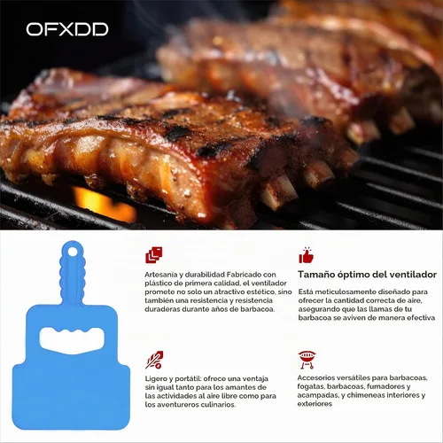 Vista 3 de Ventilador de mano para barbacoa, ventilador manual para parrilla, herramienta de soporte de plástico para llamas, ventilador de mano para barbacoa