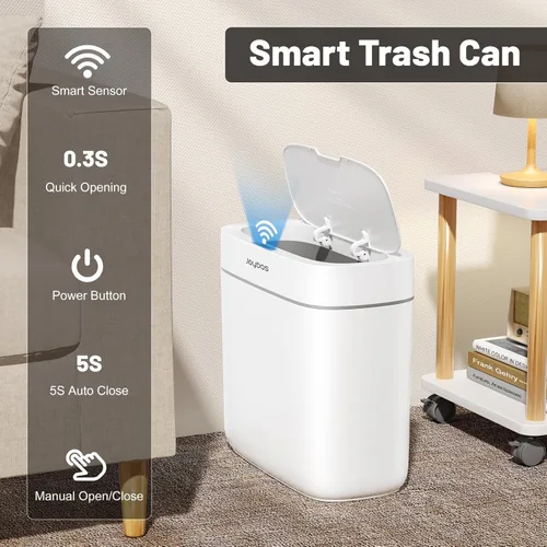 Vista 4 de MOPALL Cubo de Basura Automático con Sensor de Movimiento para Baño con Tapa, Cubo de Basura sin Contacto de 3.5 Galones, Cubo de Basura Inteligente
