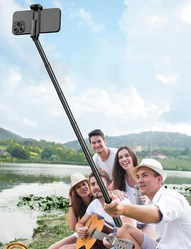 Vista 9 de Trípode selfie stick para teléfono celular de 72 pulgadas, palo selfie de aluminio todo en 1 con control remoto integrado, soporte de trípode