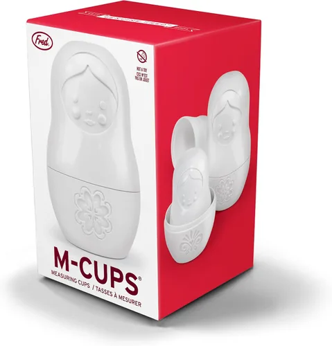Vista 7 de Genuine Fred M-Cups - Tazas medidoras estilo matrioska, juego de 6, tazas medidoras anidadas estilo muñeca rusa, color blanco