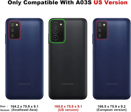 Vista 2 de para Samsung Galaxy A03s Funda de teléfono: Funda protectora híbrida de silicona delgada y a prueba de golpes - Funda celular duradera de TPU